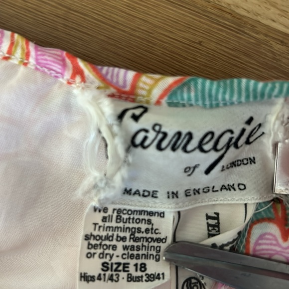 Carnegie of London Vintage Floral Pink Green Yellow Dress Women’s Size 18 - Picture 2 of 16